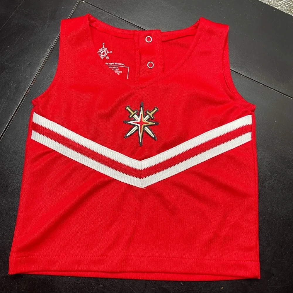 Cheerleading 2 Piece Outfit Top Skirt Red Knights Swords 4T